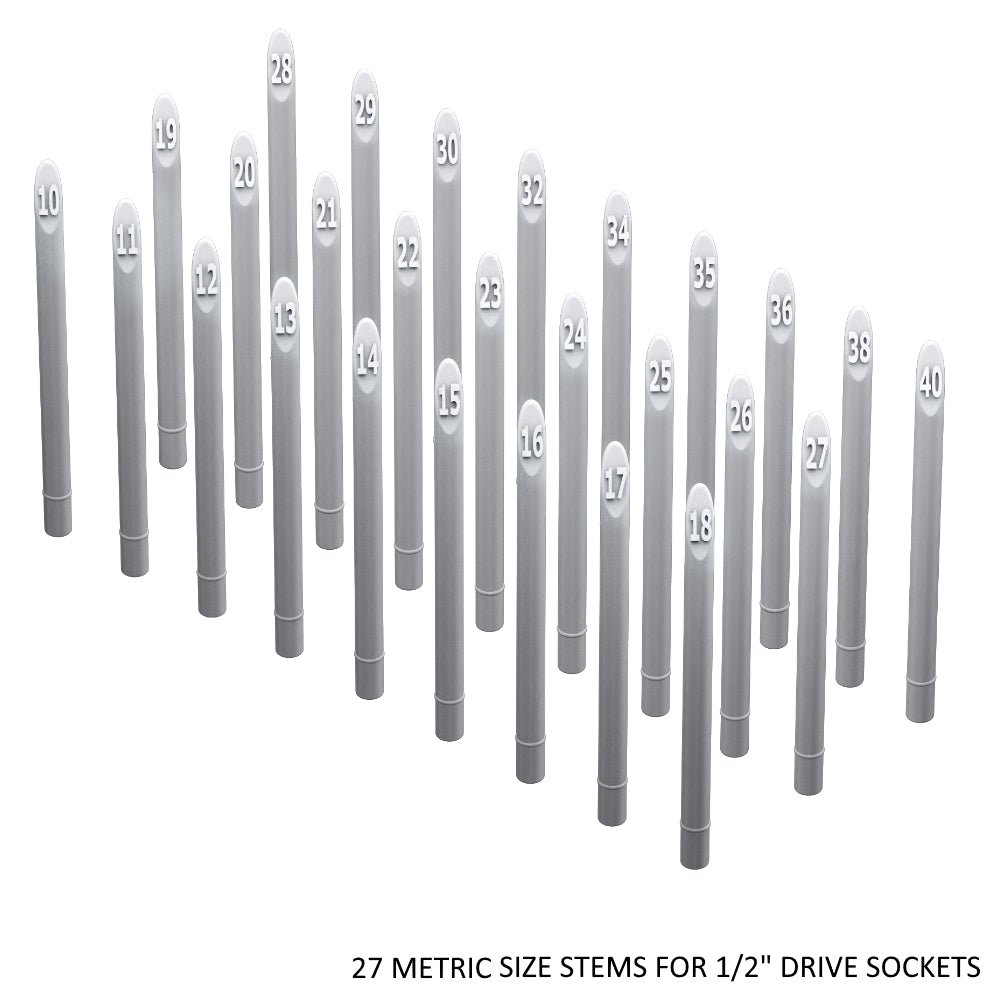 1/2" Socket Stems - Metric - Toolbox Widget USA Socket Organizer, Socket Organization, Toolbox Widget, Tool Box Widget, Tool Organization, Socket Holder, Socket Tray