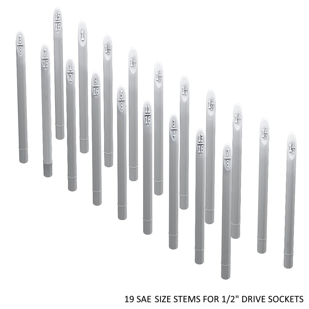 1/2" Socket Stems - SAE - Toolbox Widget USA Socket Organizer, Socket Organization, Toolbox Widget, Tool Box Widget, Tool Organization, Socket Holder, Socket Tray