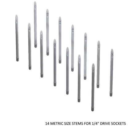 1/4" Socket Stems - Metric - Toolbox Widget USA Socket Organizer, Socket Organization, Toolbox Widget, Tool Box Widget,  Tool Organization, Socket Holder, Socket Tray