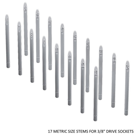 3/8" Socket Stems - Metric - Toolbox Widget USA Socket Organizer, Socket Organization, Toolbox Widget, Tool Box Widget, Tool Organization, Socket Holder, Socket Tray