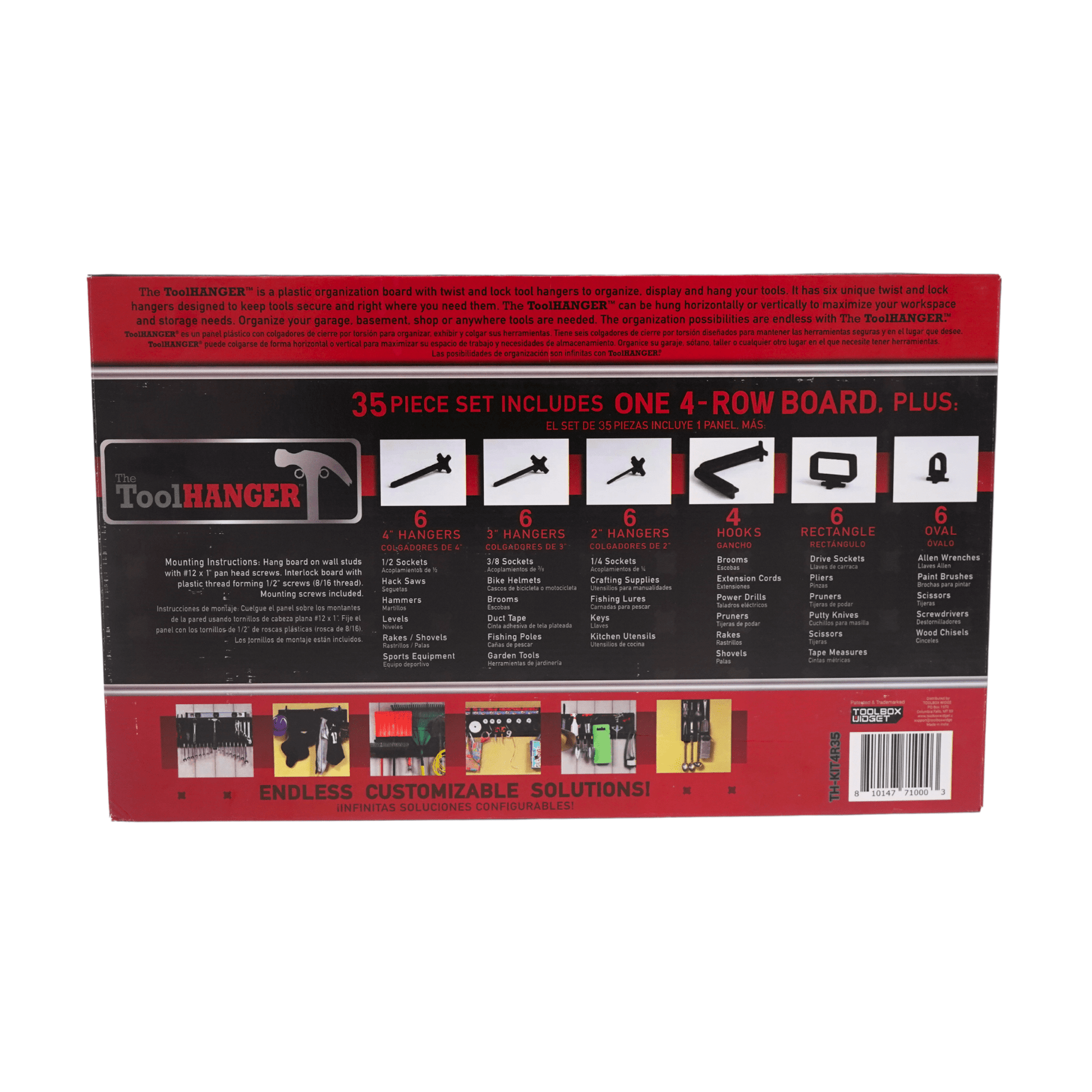 ToolHanger 35 Piece Set, Toolhanger, Tool Organizer, Tool Organization, Toolbox Widget, Tool Box Widget, Tool Organization, Tool Holder, Peg Board