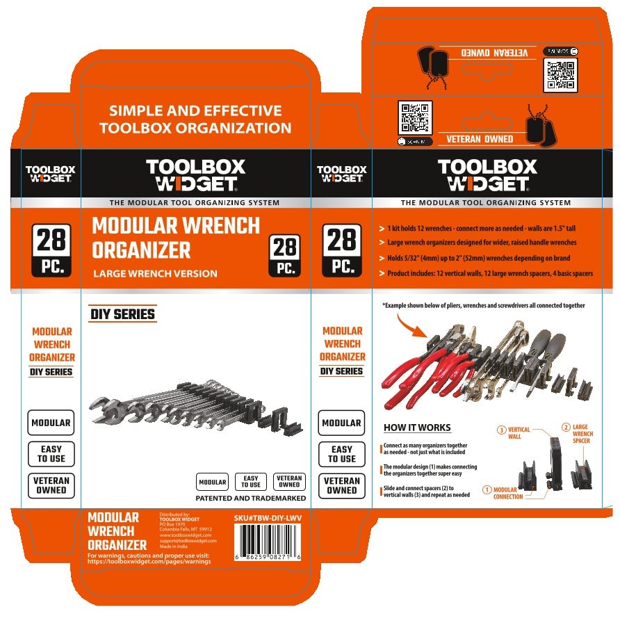 DIY Wrench Organizer - Wide - Toolbox Widget USA